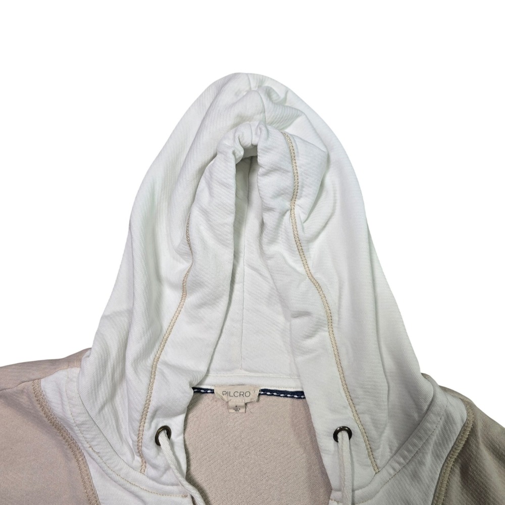 PILCRO Women's Long Sleeve V Neck Pullover Hoodie Beige White Size S - Picture 11 of 13